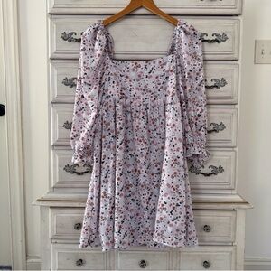 Rosette Floral Milkmaid Babydoll Dress